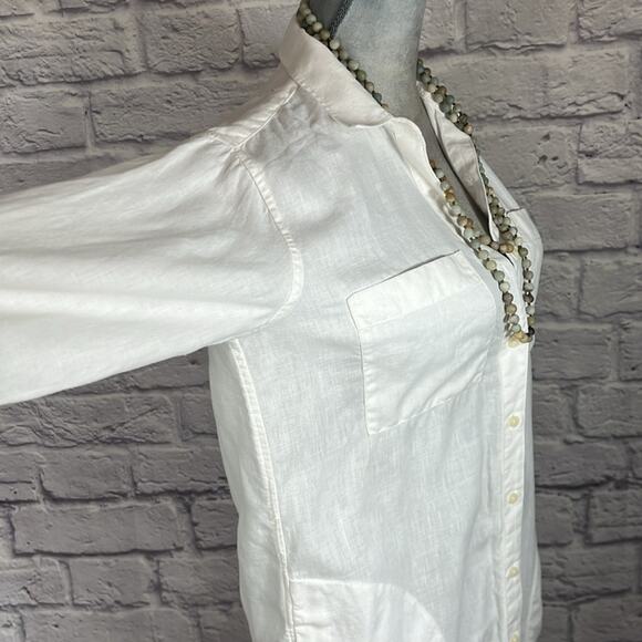 Gap White Linen Button-Up Shirt Dress - Picture 2 of 10